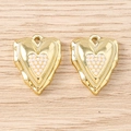 Dettaglio di ciondoli a cuore dorati con perle incastonate per gioielli fai-da-te - Piccola Perla Cuore / 5 Pezzi / Oro