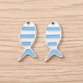 Blauw en wit gestreepte vis hangers voor DIY sieraden maken en voor sleutelhangers - Zilver Blauw Gestreepte Vis