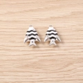 DIY zwart-witte visvormige bedeltjes met golfpatroon voor het maken van sieraden - Zilver Zwart Goudvis