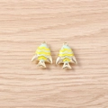 Blauw en gele walvis vis bedeltjes in gouden legering voor DIY sieraden en handwerk - Goud Groen Goudvis