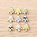9 kleurrijke emaille visbedels voor het maken van sieraden in diverse pastelkleuren - Gemengde Goudvis