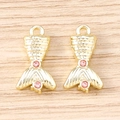 Détail de pendentifs queue de sirène dorée avec cristaux roses pour bijoux DIY - 5 Pièces / Or Rose