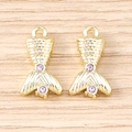 Détail de pendentifs queue de sirène dorés avec strass violets pour bijoux DIY - 5 Pièces / Violet Or