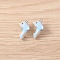 Paar lichtblauwe dolfijn bedeltjes met zilveren legering voor DIY sieraden maken - Zilver Blauw Walvis