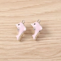 Roze dolfijnbedeltjes van email en legering voor doe-het-zelf sieraden en oorbellen - Zilver Roze Walvis