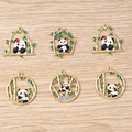 Pendentifs panda et bambou en émail doré pour la création de colliers et bijoux DIY - Lot de 10 / Mixte