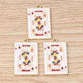 Lot de 3 pendentifs émaillés lapin carte à jouer J pour création de bijoux et bricolage - Lot de 10 / Style Cœur J