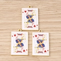 Pendentifs de poker Roi de Cœur lapin créatifs en émail coloré pour bijoux DIY - Lot de 10 / Roi de Cœur