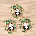 Colgantes de panda y bambú en aleación dorada para creación de joyas DIY - Panda