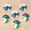 Enameled landscape pendants with mountain sun and night camping designs for DIY jewelry - 10 Pieces Pack / Multicolor