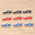 Creative soccer shoe charms for DIY jewelry making in black red and blue enamel colors - 10 Pieces Pack / Multicolor