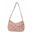 Pink corduroy baguette bag with heart bow prints and Sweet Story typography detail - Solid Bow Decor Pink / 24*6*15cm