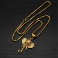 Vintage gold elephant head pendant necklace with intricate patterns and dragon bone chain - Pendant With Box Chain / Gold