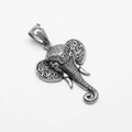 Vintage elephant head pendant necklace in stainless steel with retro punk finish - Pendant Only (Without Chain) / Steel