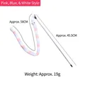 Pink blue white plush caterpillar cat wand toy with 45.5cm rod and 58cm long tail - Pink Blue Caterpillar