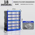 Organizzatore a 18 cassetti blu per piccole parti e accessori di ferramenta - 18 Griglie / Blu