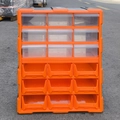 Organizzatore arancione a 18 scomparti con 9 cassetti trasparenti e 9 vani aperti portaoggetti - 18 Scomparti Semi-Aperti / Arancione