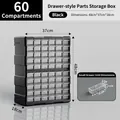 Organizzatore 60 cassetti per minuterie in nero con vani trasparenti 48x37x18cm - 60 scomparti / Nero