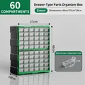 Organizzatore verde a 60 cassetti con scomparti trasparenti per ordinare la ferramenta - 60 scomparti / Verde