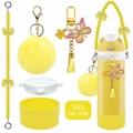 Accessoires jaunes pour Stanley Cup avec sangle en perles et coque de base en silicone - Jaune