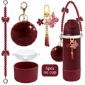 Set de 5 accessoires bordeaux pour tasses Stanley avec anse perle et protection silicone - Rouge