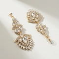 Elegant gold vintage tassel earrings with sparkling crystal rhinestones for brides - Gold-plated Diamond Stud Earrings Ers-j3084g