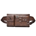 Retro dark brown PU leather waist bag with magnetic buckle and brand logo - Retro Dark Brown