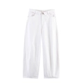 Women's minimalist white high-waisted wide-leg denim jeans with relaxed straight cut - XS / Pure White