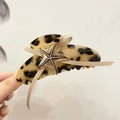 Pince à cheveux élégante en acétate écailles de tortue avec étoile de mer et nœud - 10.5cm / Écaille Café Clair