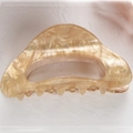 French vintage large acetate claw clip with cream marble pattern for long hair styling - Glazed Gold