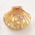 Pinza per capelli a conchiglia in resina gialla con scaglie viola brillanti - Giallo Cangiante