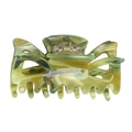 Medium acrylic bow hair claw with elegant green marble pattern and metal spring - Glass Green
