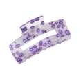 Pince à cheveux rectangulaire en acétate avec motifs floraux violets sur fond clair - Violet Fleuri
