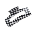 Pince à cheveux moderne en acétate avec motif damier noir et blanc et design évidé - À carreaux