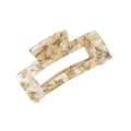 Pince à cheveux rectangulaire en acétate marbré crème pour une coiffure élégante - Floral Jaune
