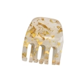Pince à cheveux élégante en acrylique crème avec feuilles d'or et design évidé - Or Métallique