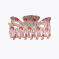 Haarklammer aus Acryl in Rosa mit bunten Frosch- und Pilzmustern für Damen - Floral Violett