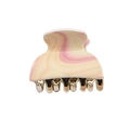 Pastell-Marmor Acryl Haarklammer mit rosa und gelben Wirbeln für Damen - Kleine Muschel (4cm)