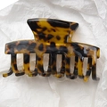 Pince à cheveux courte en acétate avec motif écaille de tortue pour coiffure élégante - 7.5cm / Écaille Café