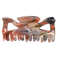 Medium acrylic bow hair claw clip featuring multi-color marble texture and hollow design - Brown Red