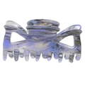 Blue and grey marble pattern medium hair claw clip with elegant bow shape - Taro Blue