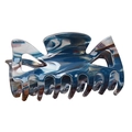 Blue marble patterned bow hair claw clip made of acrylic acetate for elegant hair styling - Dark Blue