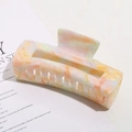 Pinza para el pelo rectangular con textura de mármol arcoíris en colores de macarrón - Rectángulo Calado 10.2cm