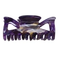 Elegant medium bow hair claw clip in deep purple and gold glitter marble pattern - Deep purple
