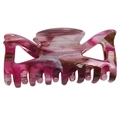 Medium bow-shaped hair claw clip in pink purple marble pattern for women - Dark Purple