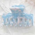Short acetate hair claw clip featuring light blue and white marble pattern for women - 7.5cm / Sapphire Blue