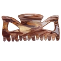 Medium bow-shaped tortoiseshell acrylic hair claw clip in dark brown and champagne gold - Gradient Pinkish Brown