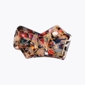 Floral acetate hair claw clip with golden bow outline and artistic pattern design - Glazed Multi-color