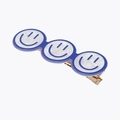 Barrette à cheveux acrylique à smileys bleu foncé et blanc avec clip doré - Smiley Bleu Foncé