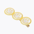 Barrette à cheveux sourire en acrylique blanc perle avec base en métal doré - Sourire Jaune